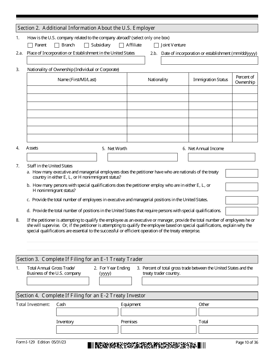 USCIS Form I-129 Petition for a Nonimmigrant Worker, Page 10