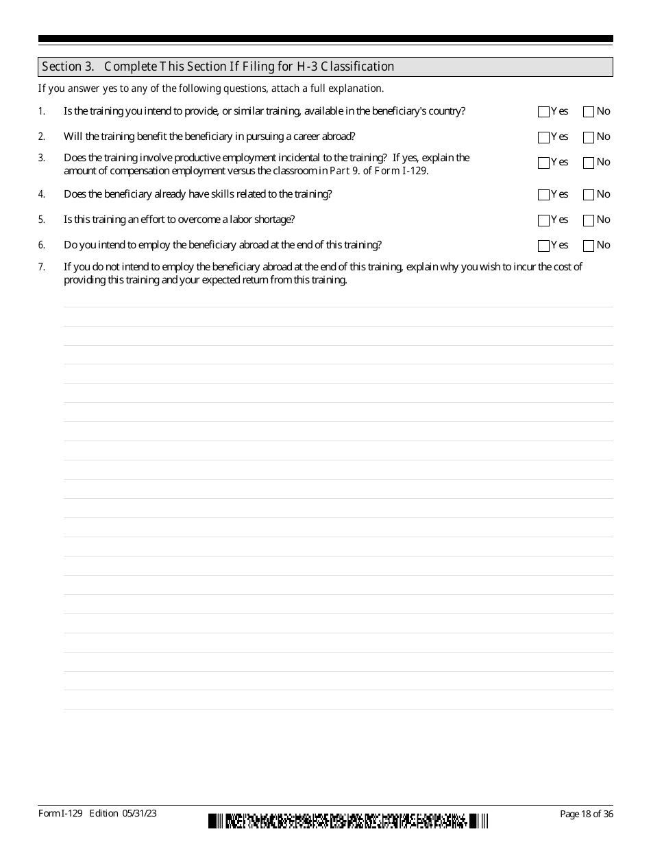 USCIS Form I-129 Petition for a Nonimmigrant Worker, Page 18