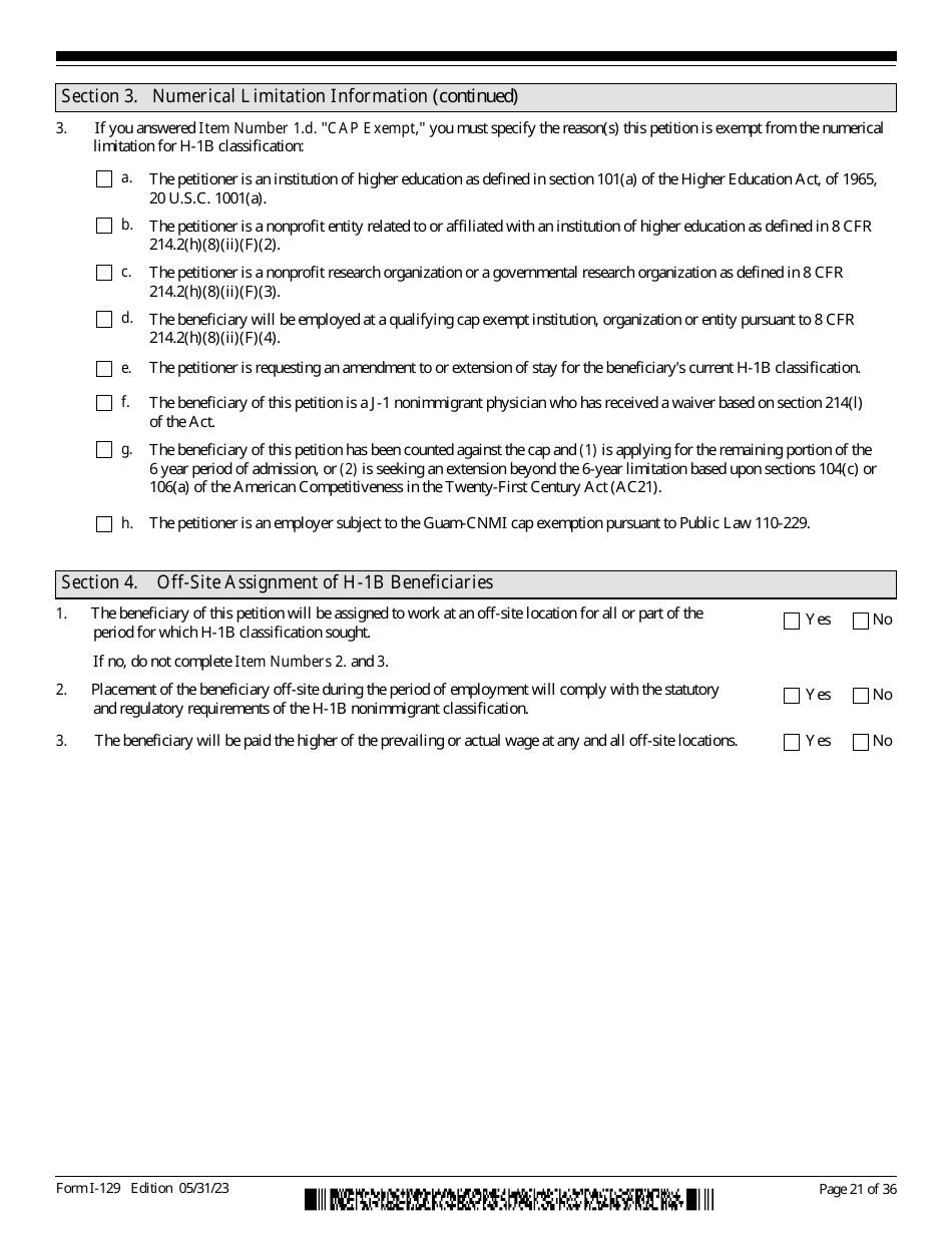 USCIS Form I-129 Petition for a Nonimmigrant Worker, Page 21