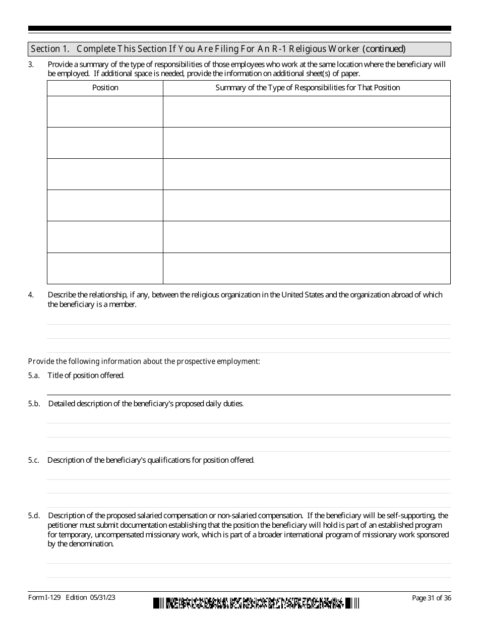 USCIS Form I-129 Petition for a Nonimmigrant Worker, Page 31