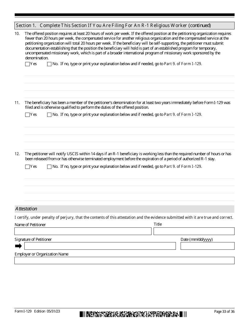 USCIS Form I-129 Petition for a Nonimmigrant Worker, Page 33