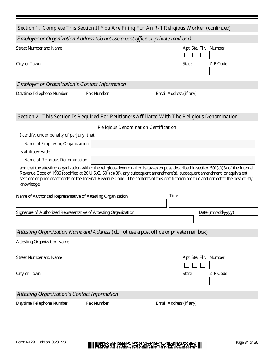 USCIS Form I-129 Petition for a Nonimmigrant Worker, Page 34