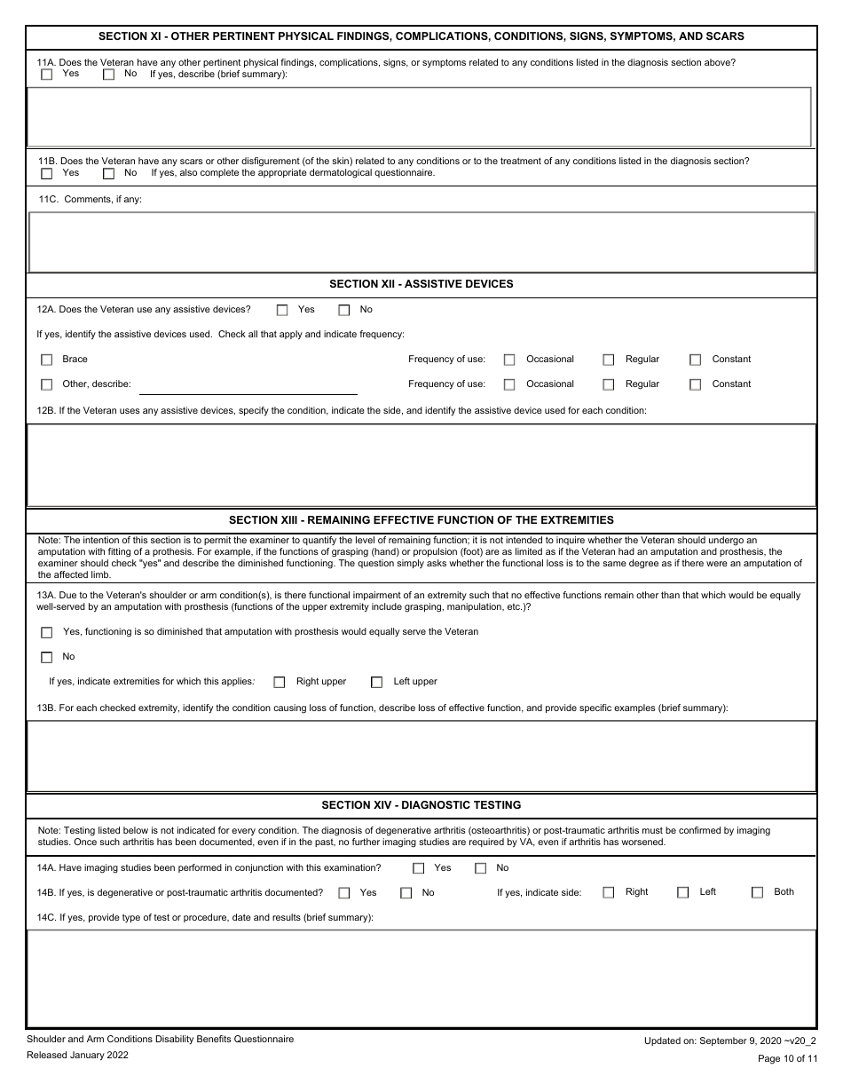 Shoulder and Arm Conditions Disability Benefits Questionnaire, Page 10