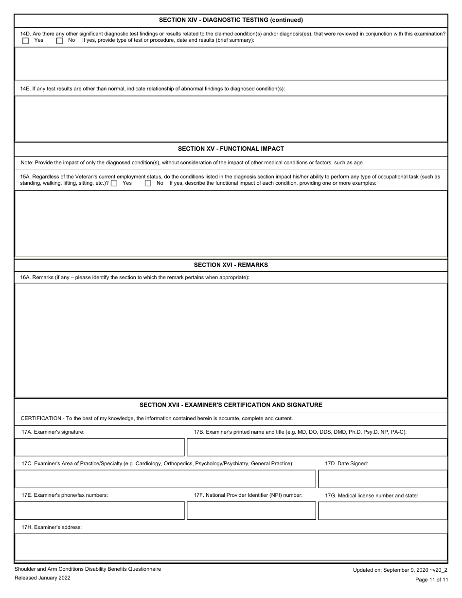 Shoulder and Arm Conditions Disability Benefits Questionnaire, Page 11