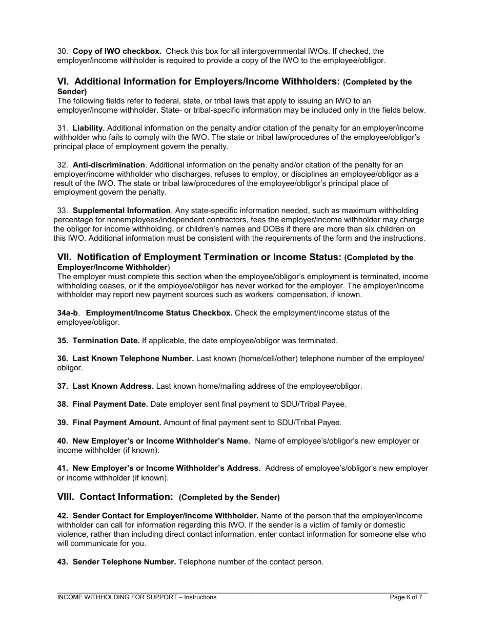 Instructions for Income Withholding for Support, Page 6
