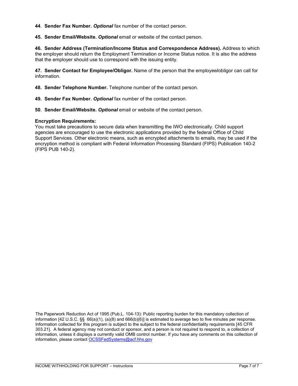 Instructions for Income Withholding for Support, Page 7