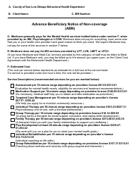 Document preview: Form CMS-R-131 Advance Beneficiary Notice of Non-coverage (Abn) - County of San Luis Obispo, California