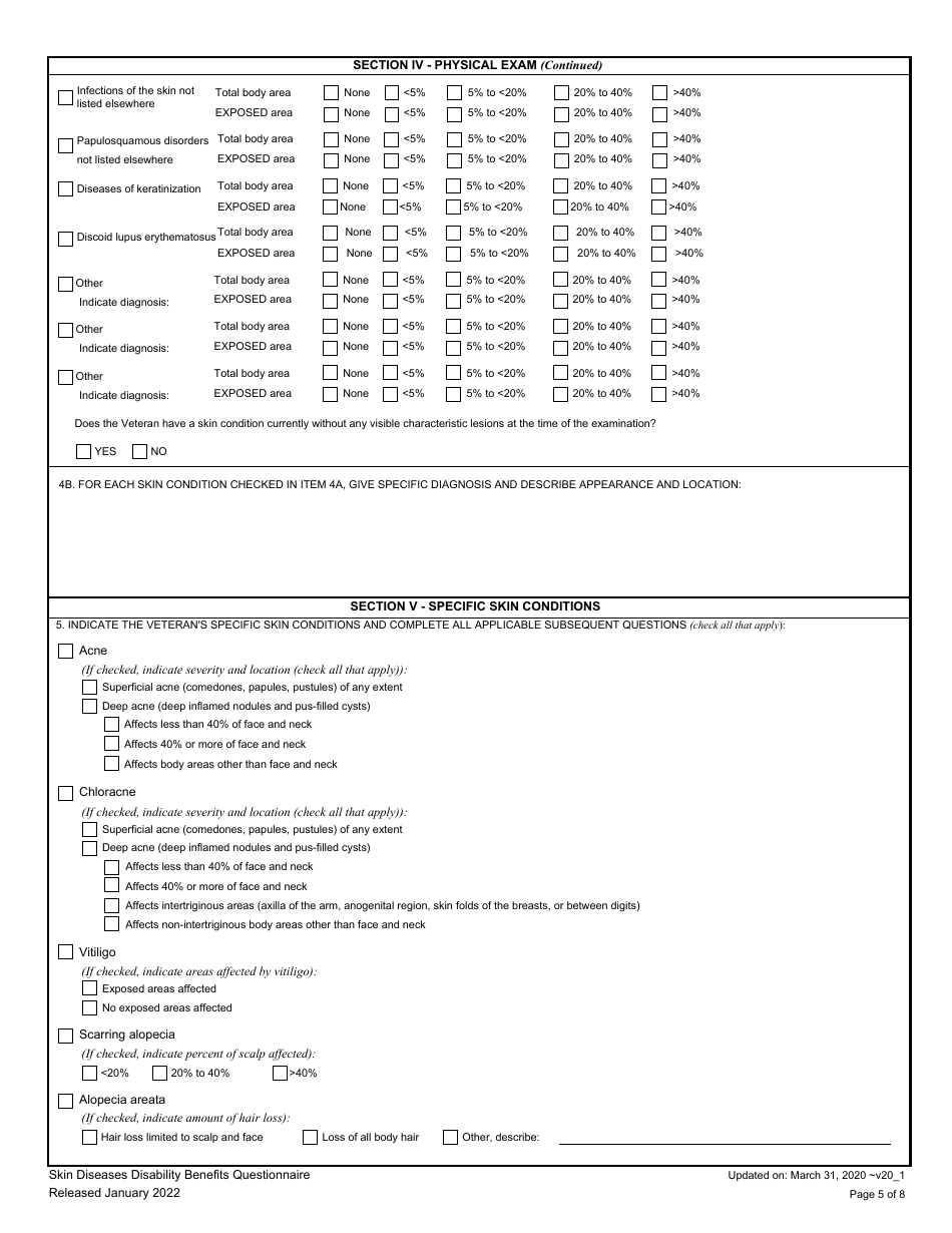 Skin Diseases Disability Benefits Questionnaire - Fill Out, Sign Online ...