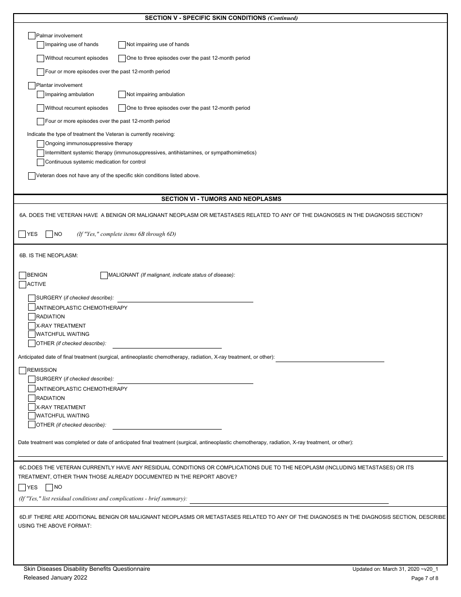 Skin Diseases Disability Benefits Questionnaire, Page 7