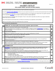 Form IMM5488 Document Checklist for a Work Permit (Applied Outside Canada) - Canada