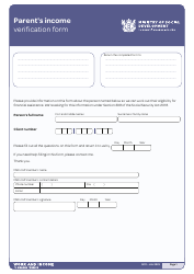 Document preview: Form M111 Parent's Income Verification Form - New Zealand