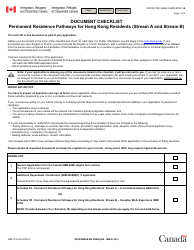Document preview: Form IMM0134 Document Checklist - Permanent Residence Pathways for Hong Kong Residents (Stream a and Stream B) - Canada