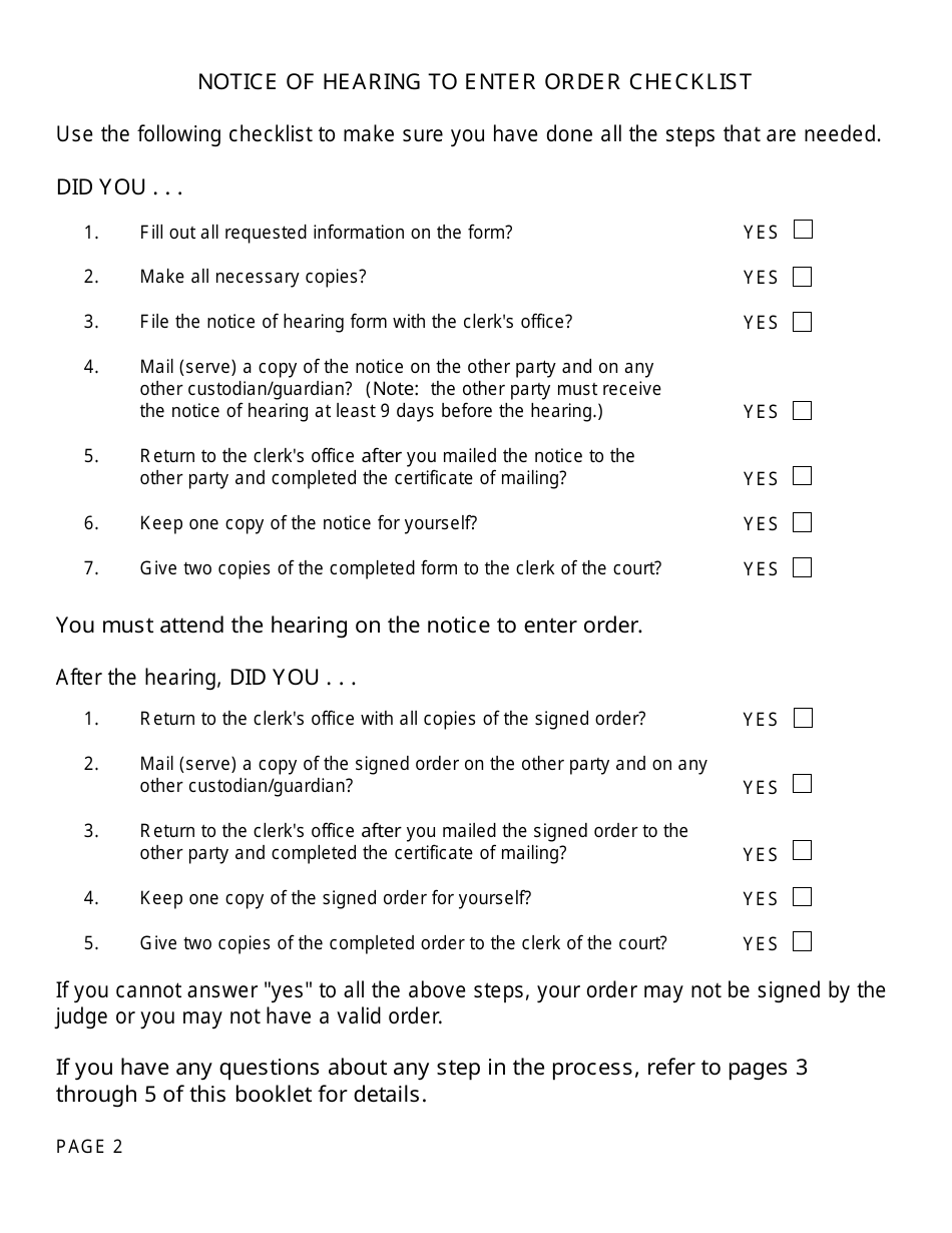 Instructions for Form FOC53 Notice of Hearing to Enter Order - Michigan, Page 2