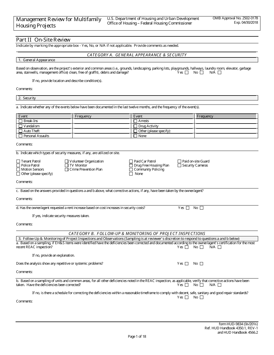 Form HUD-9834 Management Review for Multifamily Housing Projects, Page 10