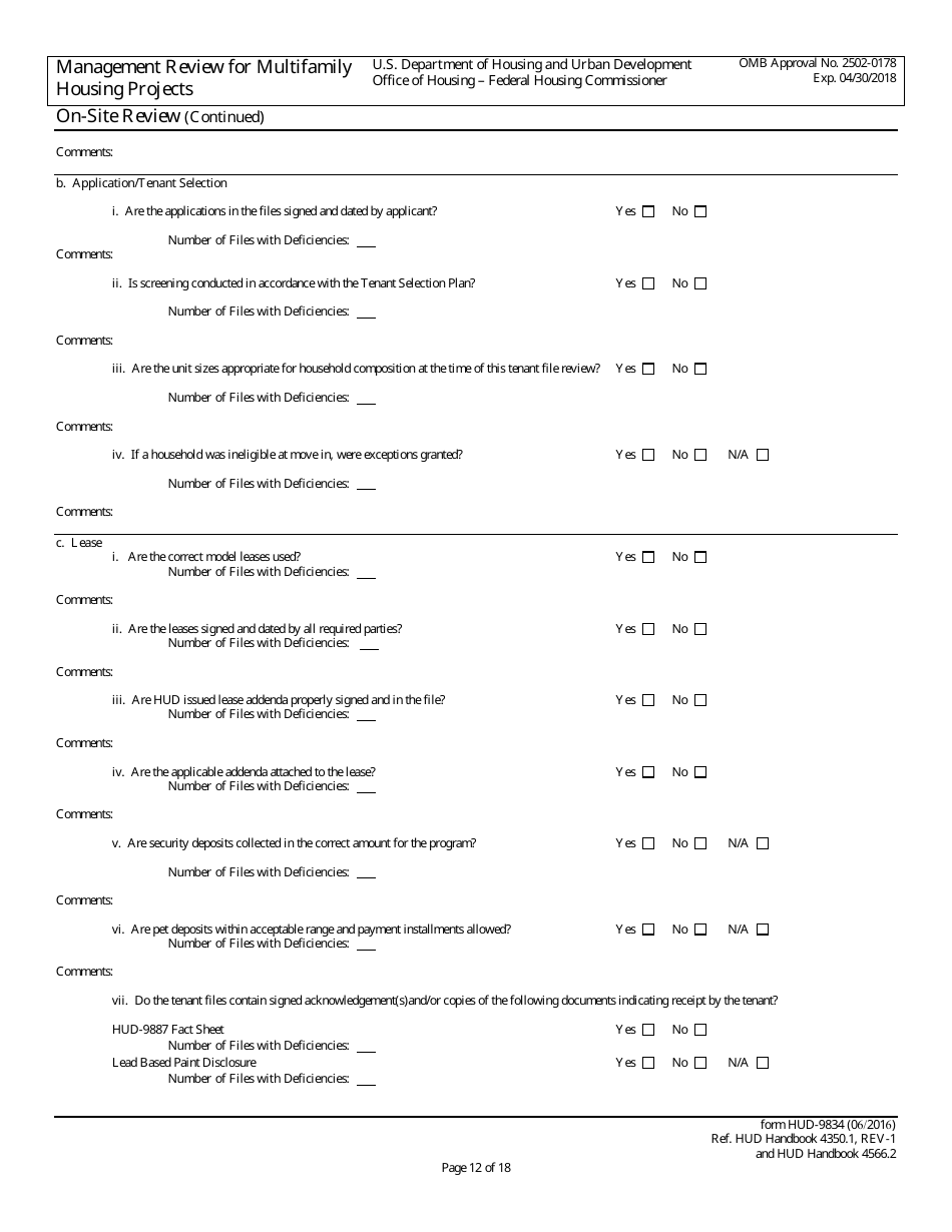 Form HUD-9834 Management Review for Multifamily Housing Projects, Page 21