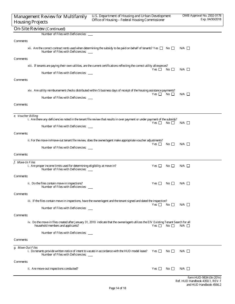 Form HUD-9834 Management Review for Multifamily Housing Projects, Page 23