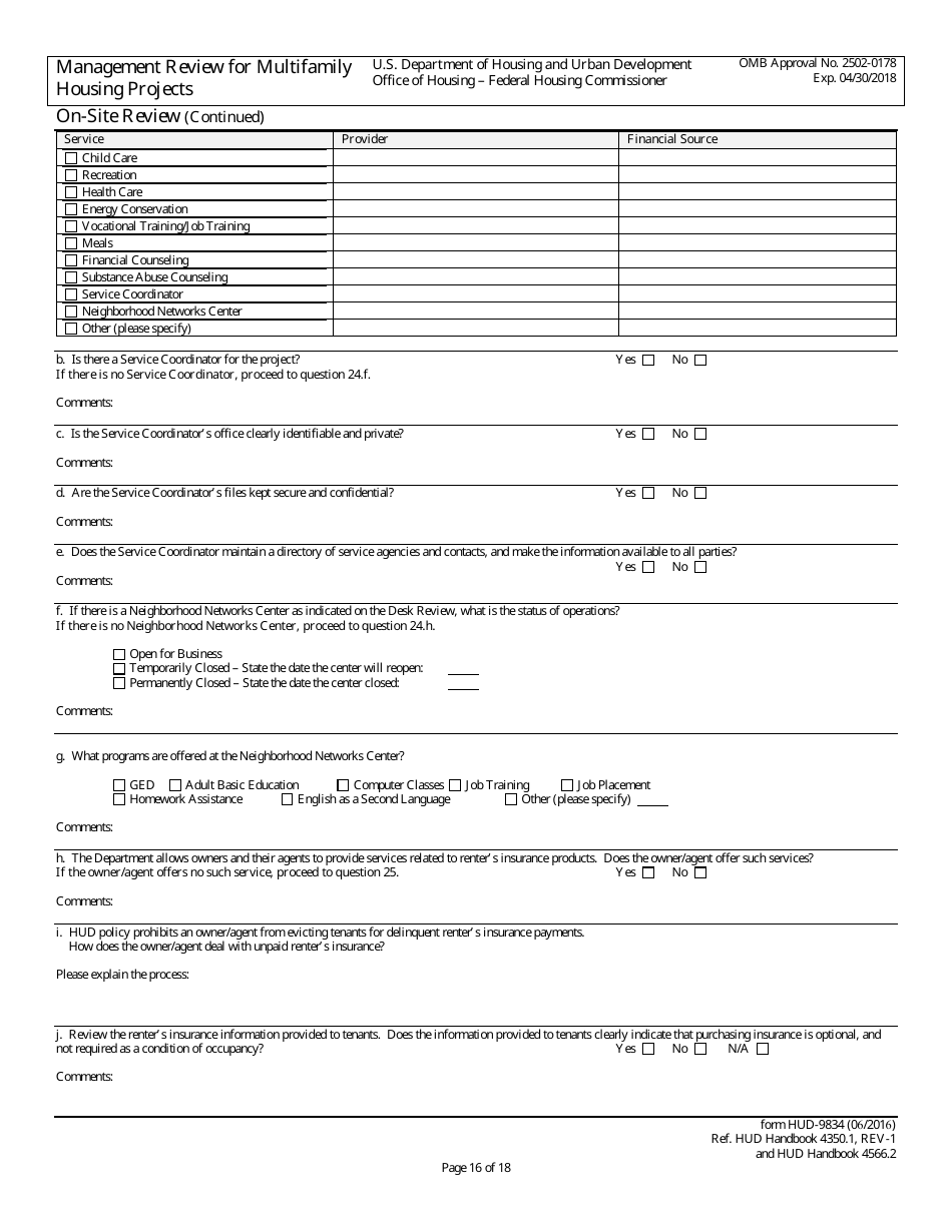 Form HUD-9834 Management Review for Multifamily Housing Projects, Page 25