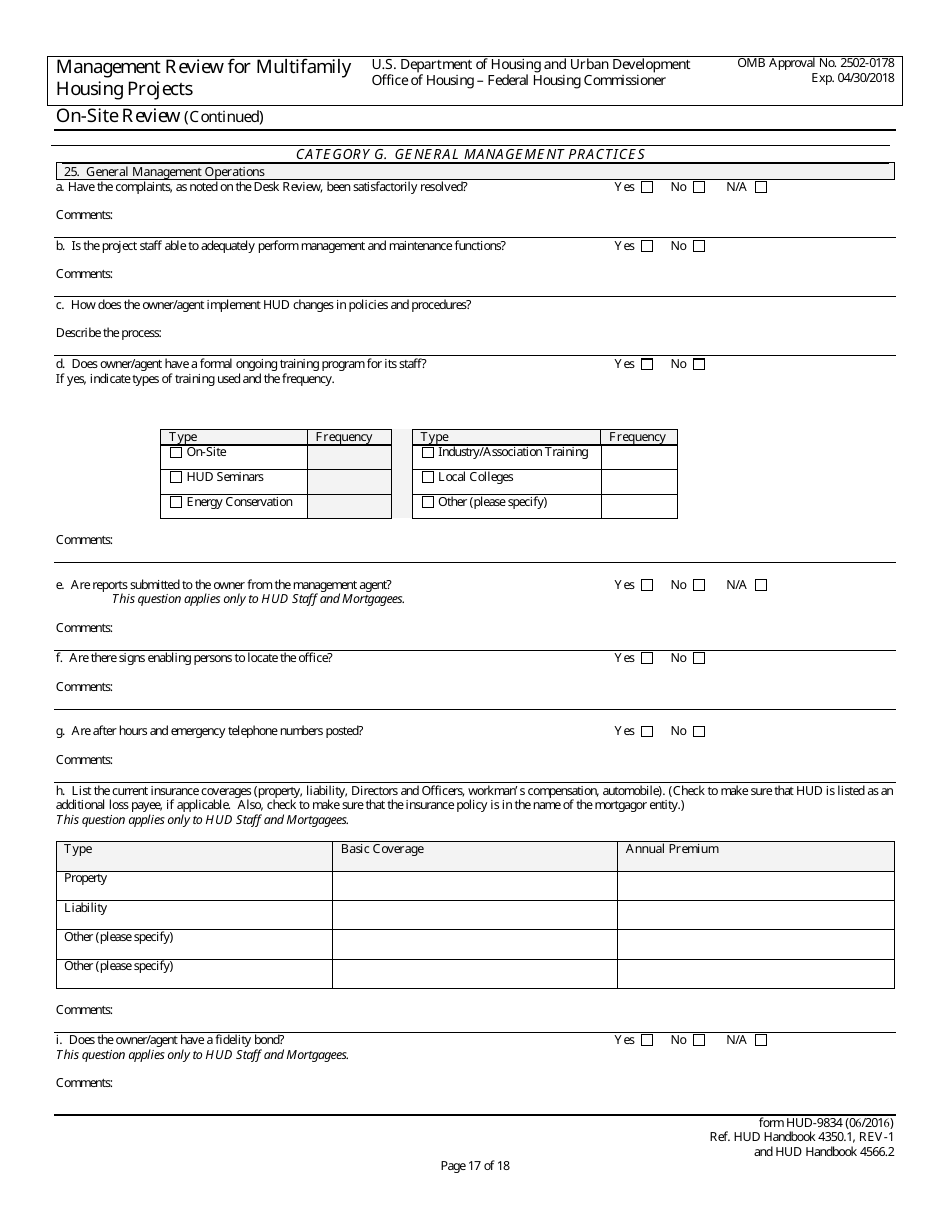 Form HUD-9834 Management Review for Multifamily Housing Projects, Page 26