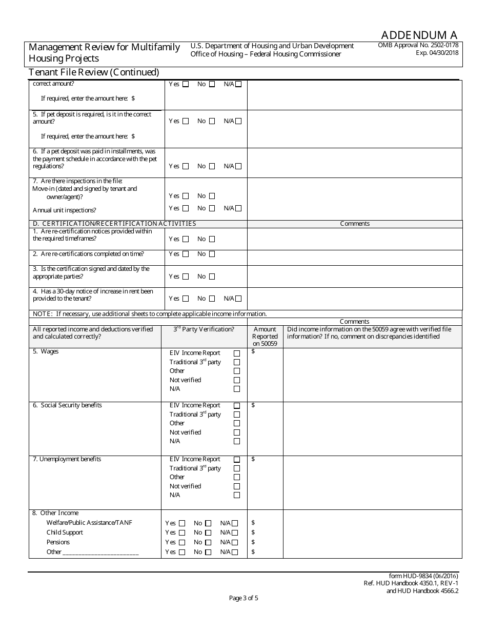 Form HUD-9834 Management Review for Multifamily Housing Projects, Page 30