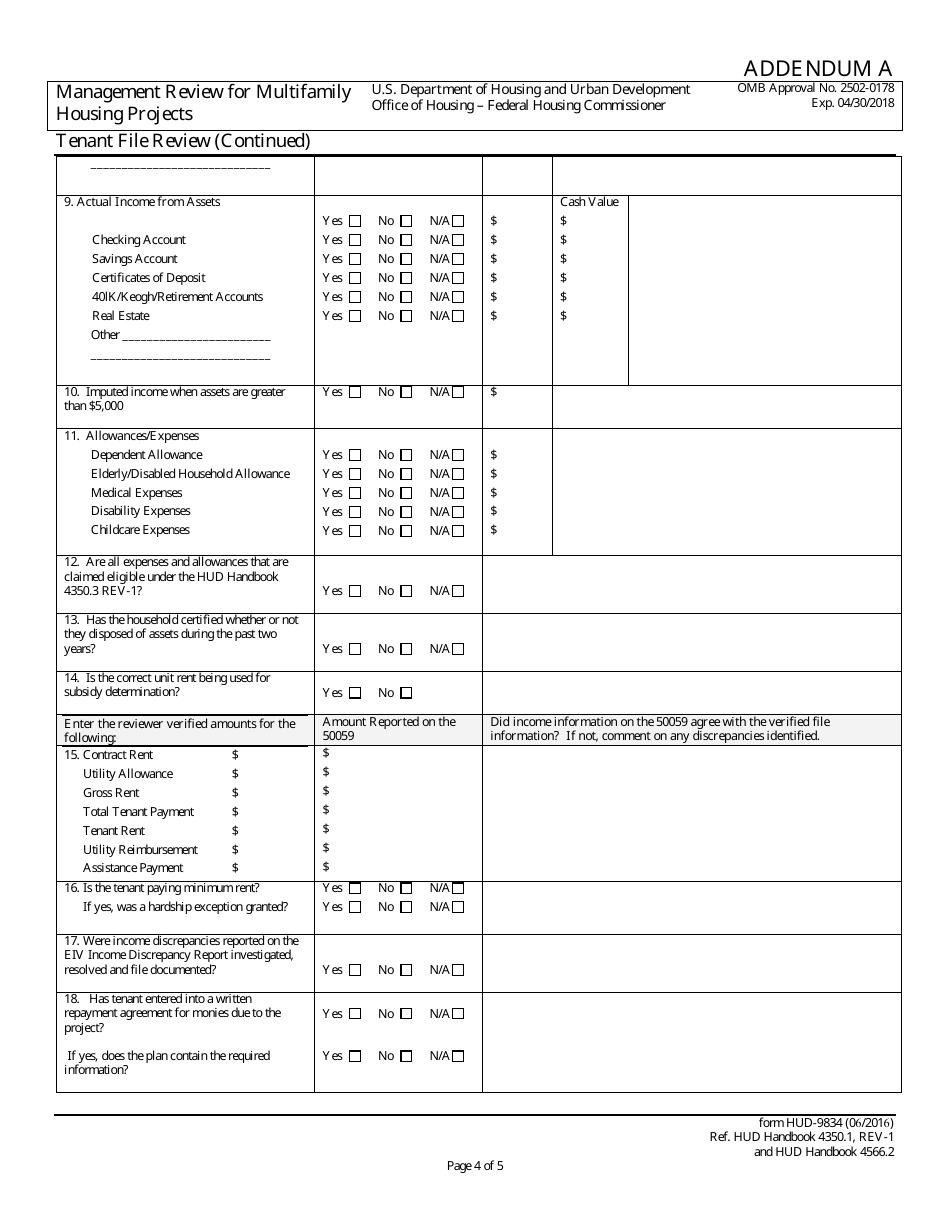 Form HUD-9834 Management Review for Multifamily Housing Projects, Page 31