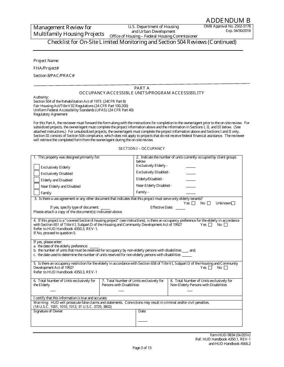 Form HUD-9834 Management Review for Multifamily Housing Projects, Page 35