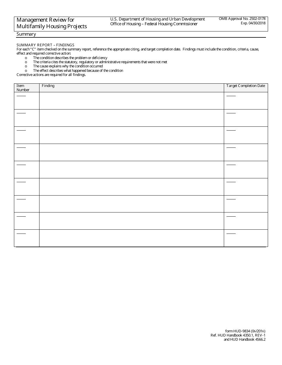 Form HUD-9834 Management Review for Multifamily Housing Projects, Page 3