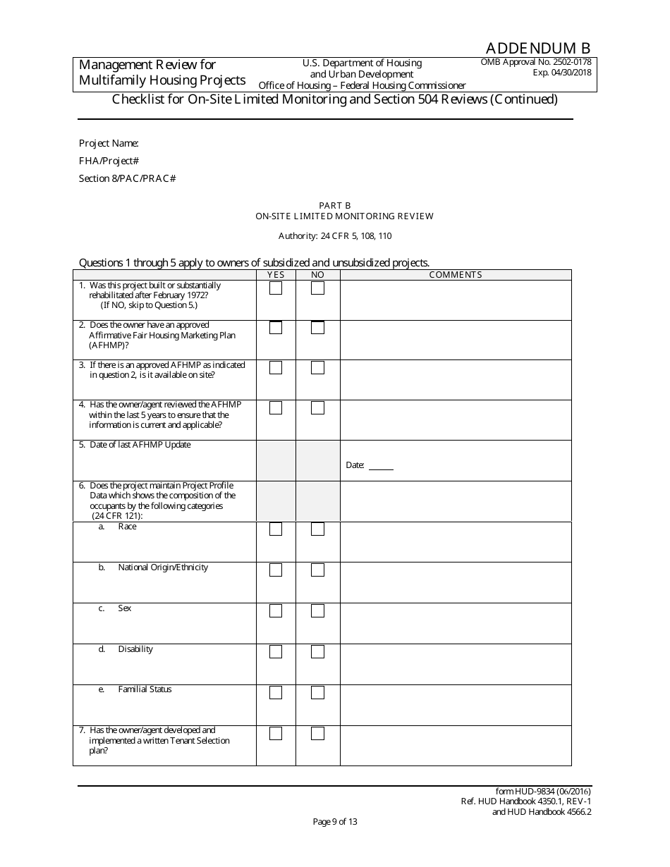 Form HUD-9834 Management Review for Multifamily Housing Projects, Page 41
