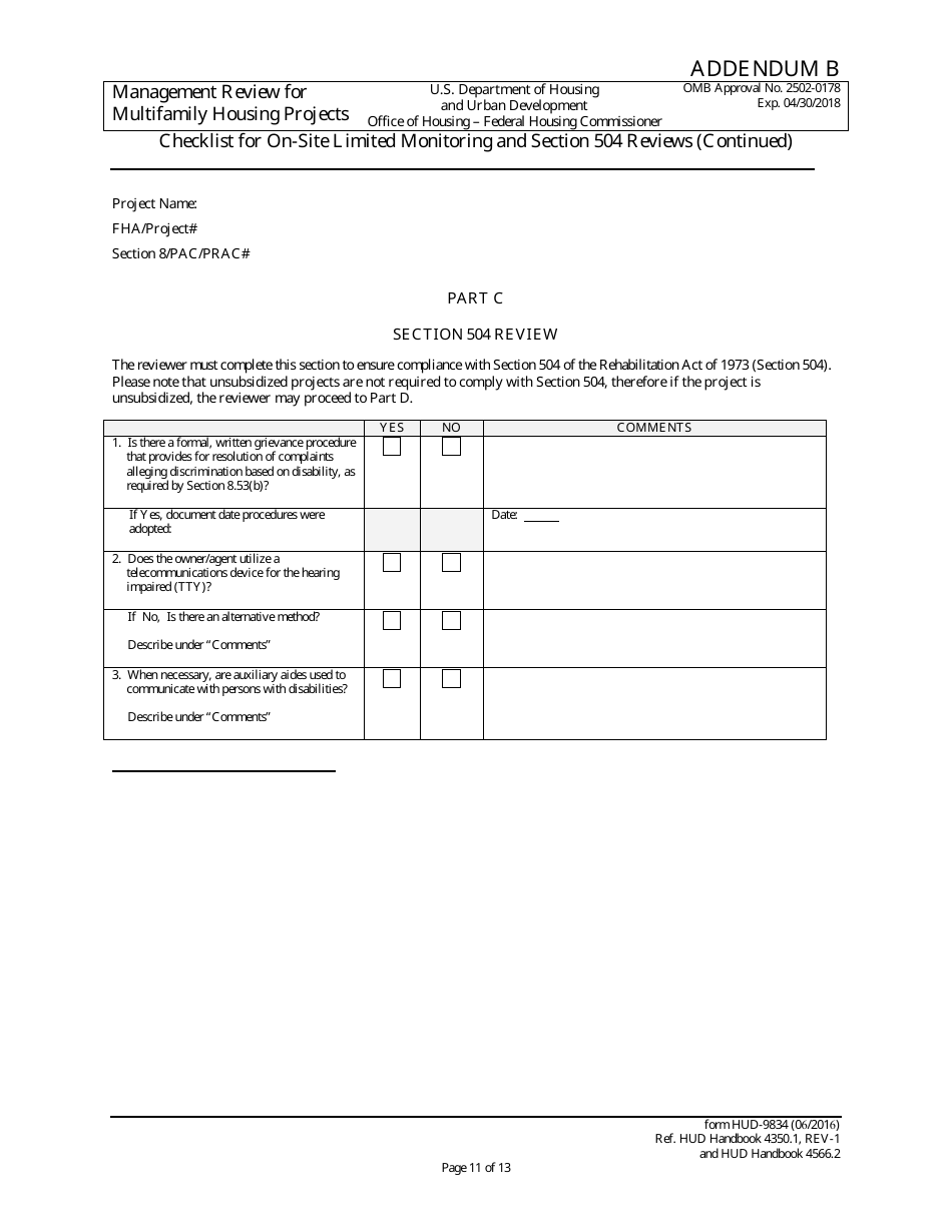 Form HUD-9834 Management Review for Multifamily Housing Projects, Page 43