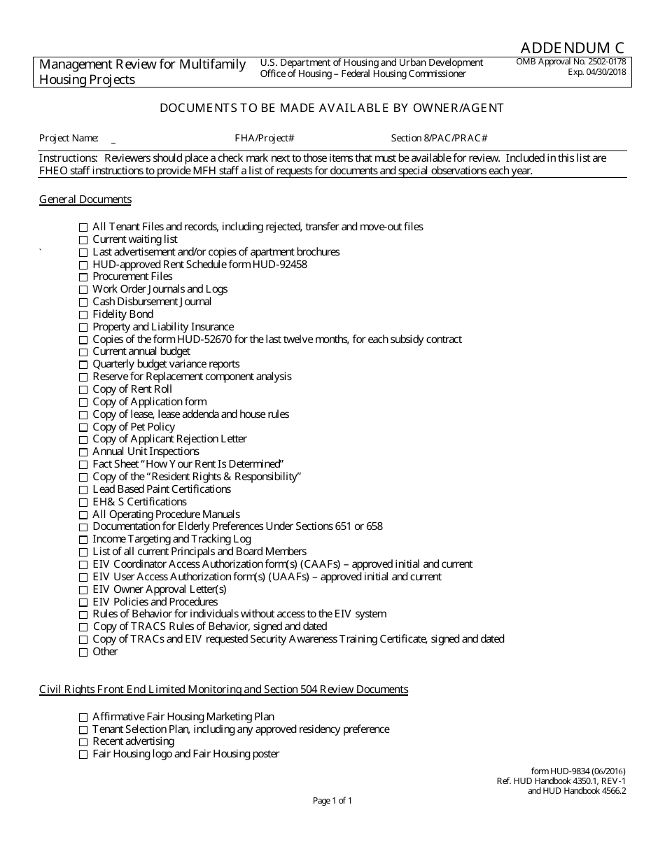 Form HUD-9834 Management Review for Multifamily Housing Projects, Page 46