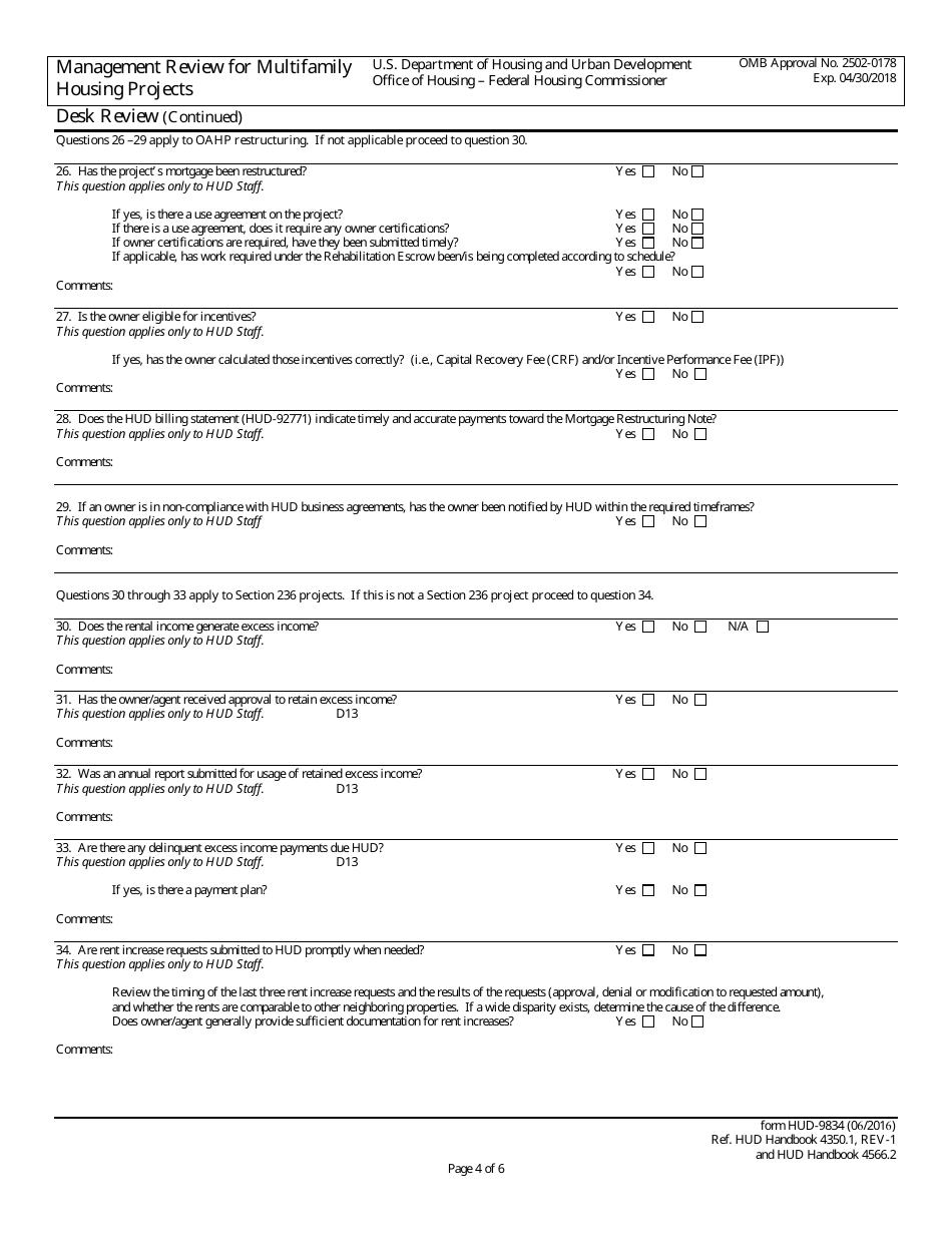 Form HUD-9834 Management Review for Multifamily Housing Projects, Page 7