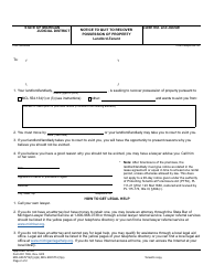 Form DC100C Notice to Quit to Recover Possession of Property - Landlord-Tenant - Michigan, Page 2
