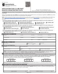 Document preview: Form MV-150 Application for U.S. Military Service Registration Plate - Pennsylvania