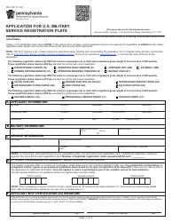 Form MV-150 Application for U.S. Military Service Registration Plate - Pennsylvania