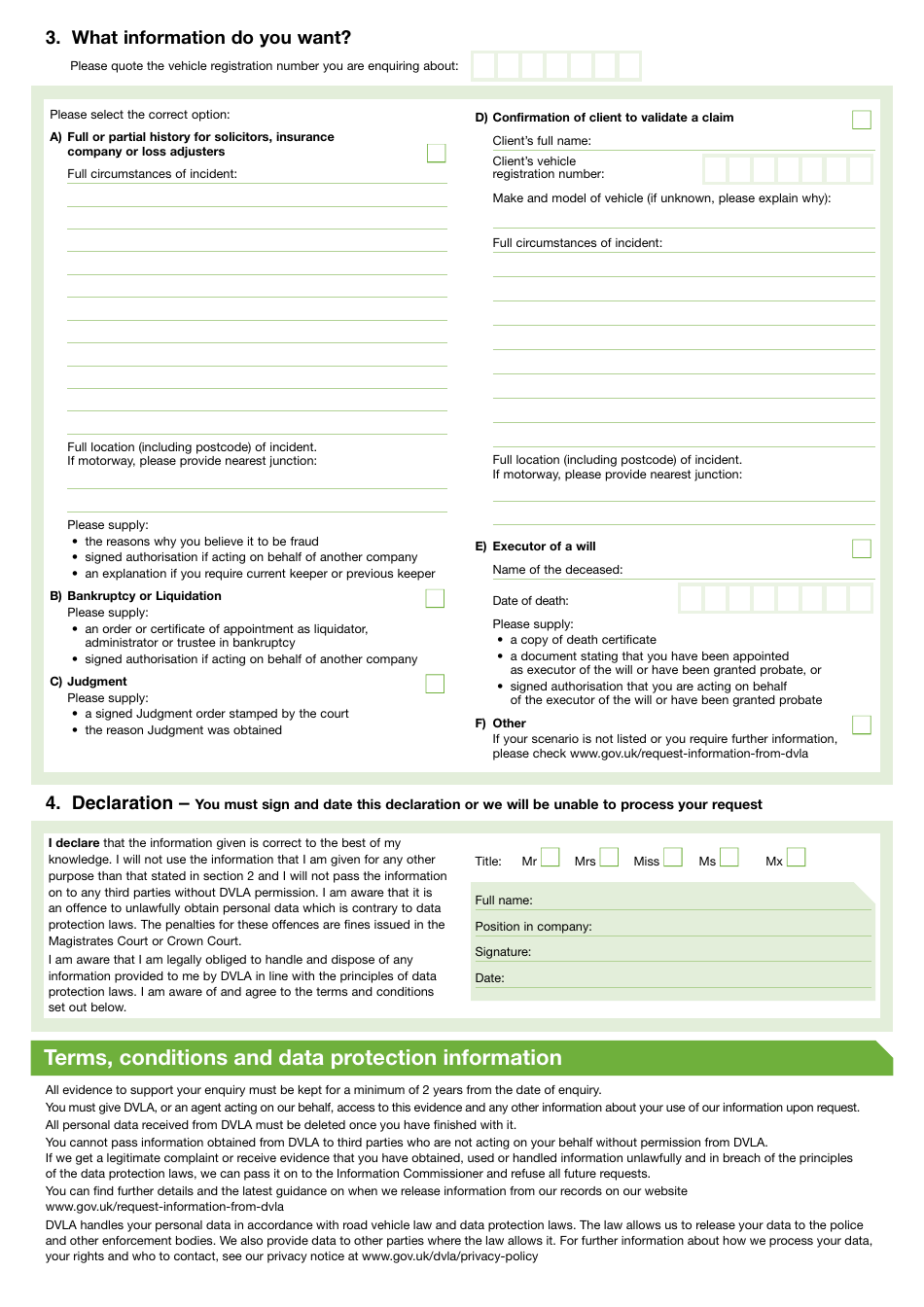 Form V888 / 2B Request by a Company for Information From a Vehicles Record - United Kingdom, Page 2