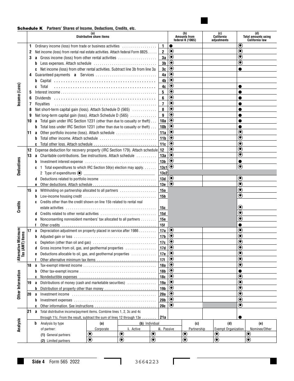 Form 565 Partnership Return of Income - California, Page 4