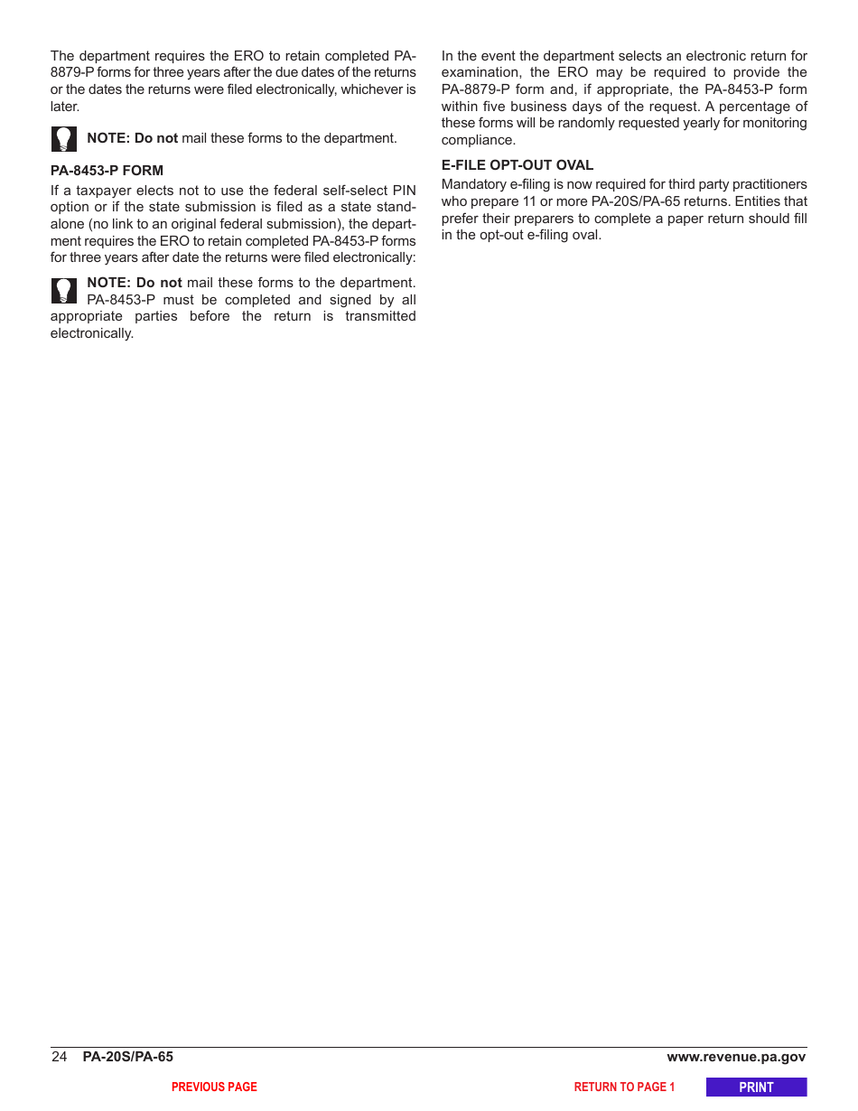 Form PA-20S (PA-65) Pa S Corporation / Partnership Information Return - Pennsylvania, Page 28