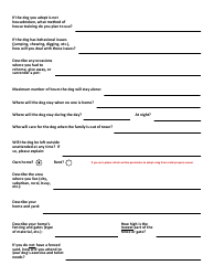 Military Working Dog Adoption Application, Page 3
