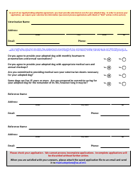 Military Working Dog Adoption Application, Page 4