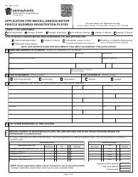 Document preview: Form MV-359 Application for Miscellaneous Motor Vehicle Business Registration Plates - Pennsylvania