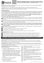 Document preview: Form F3520 Vehicle Registration Transfer Application - Queensland, Australia