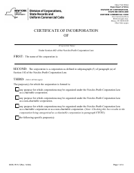 Form DOS-1511-F Certificate of Incorporation for Domestic Not-For-Profit Corporations - New York, Page 2