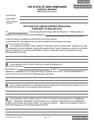 Form NHJB-2026-DSE Petition for Limited Driving Privileges Pursuant to Rsa 263:57-b - New Hampshire