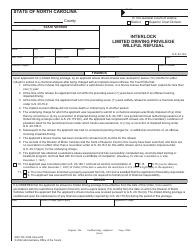 Form AOC-CR-313B Interlock Limited Driving Privilege Willful Refusal - North Carolina