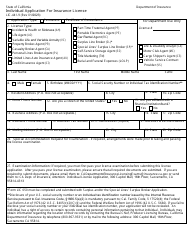 Form LIC-441-9 Individual Application for Insurance License - California