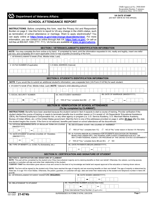 VA Form 21-674B School Attendance Report