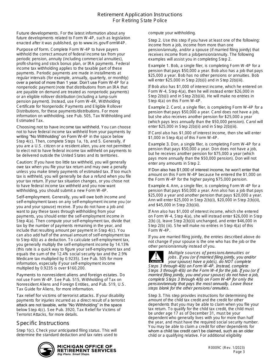 Form R0732H Retirement or Drop Application for State Police - Michigan, Page 8