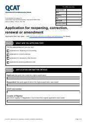 Form 43 Application for Reopening, Correction, Renewal or Amendment - Queensland, Australia