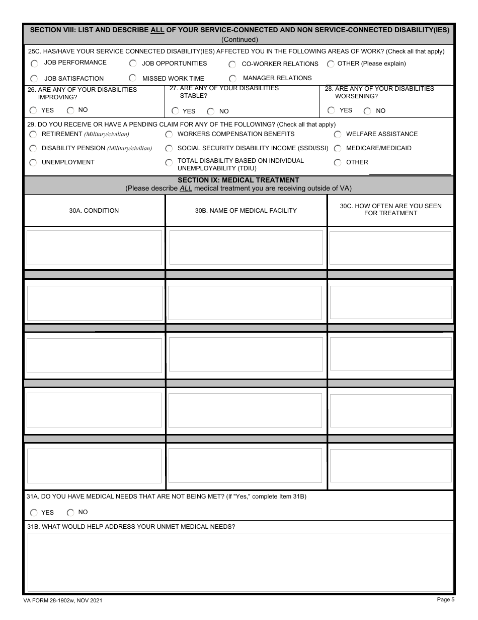 Va Form 28 1902w
