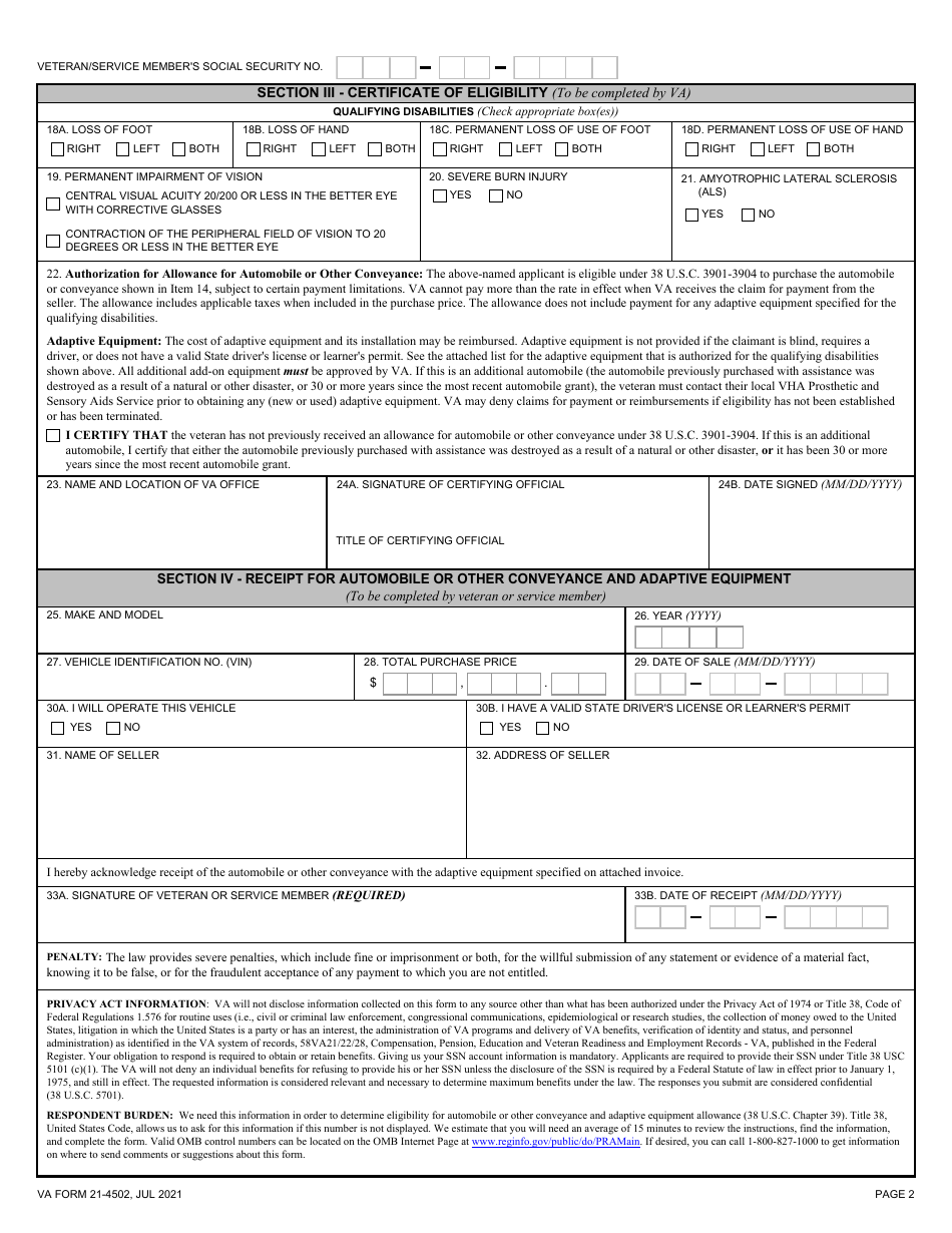 VA Form 21-4502 Download Fillable PDF or Fill Online Application for ...