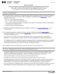 Document preview: Instructions for Form INTER83-171E Application for Registration on the Indian Register and for the Secure Certificate of Indian Status (Scis) (For Children 15 Years of Age or Younger or Dependent Adults) - Canada